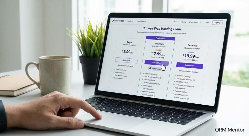 Hostinger hosting plans offering free domain for WordPress beginners